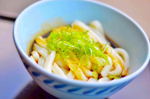 Ise udon noodles (thick udon served in a pork soup)