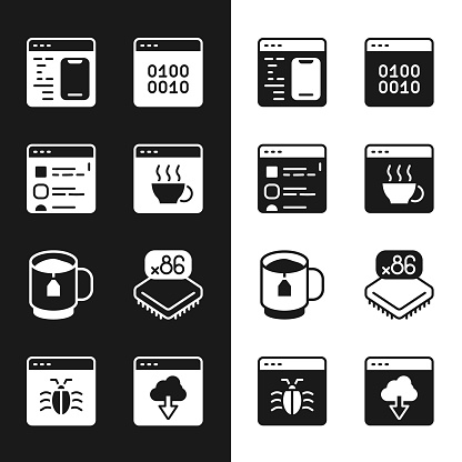 Set Software Browser Files Binary Code Cup Tea With Tea Bag Processor ...