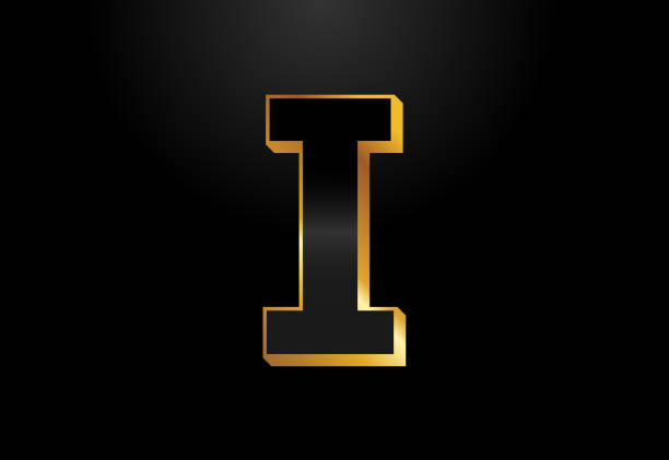 istock Gold and black color alphabet I. Elegant Gold Color alphabet vector illustration 1803080881