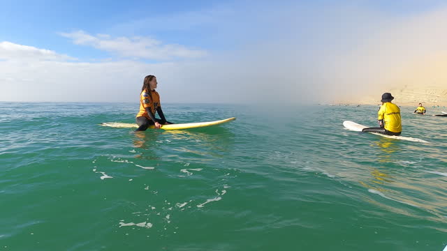 First person perspective of surfing class