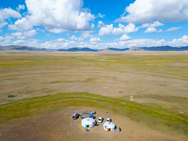 Mongolian Nomad Ger , Yurt in the middle of Pasture