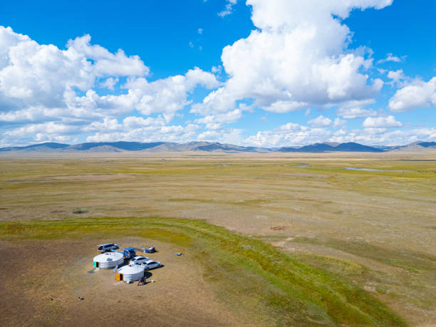 Mongolian Nomad Ger , Yurt in the middle of Pasture
