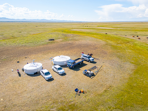 Mongolian Nomad Ger , Yurt in the middle of Pasture