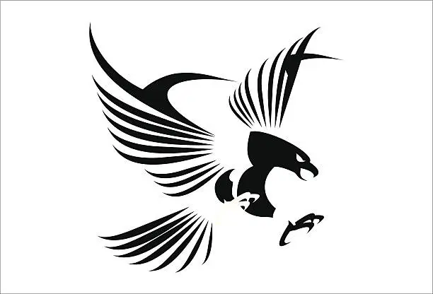 Vector illustration of Flying Eagle, spread out its feather