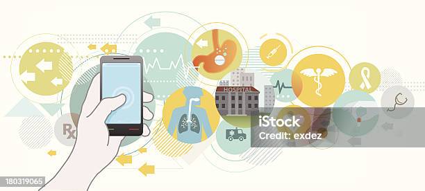 Мобильный Для Здравоохранения — стоковая векторная графика и другие изображения на тему Абстрактный - Абстрактный, Беспроводная технология, Векторная графика