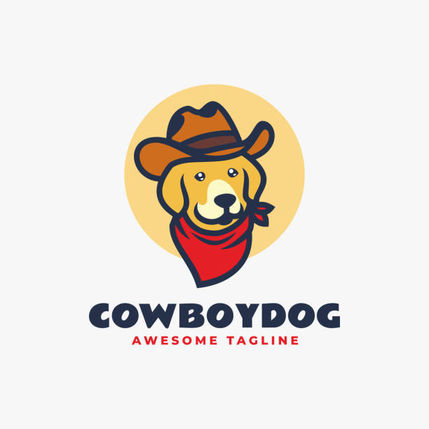 Vector Illustration Cowboy Dog Mascot Cartoon Style.