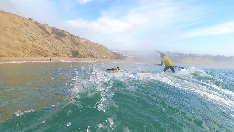 First person perspective of surfing class