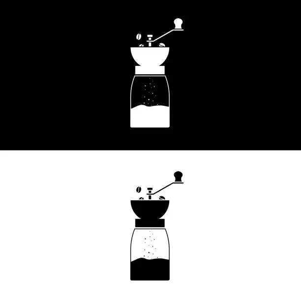 Vector illustration of Coffee grinder flat silhouette vector