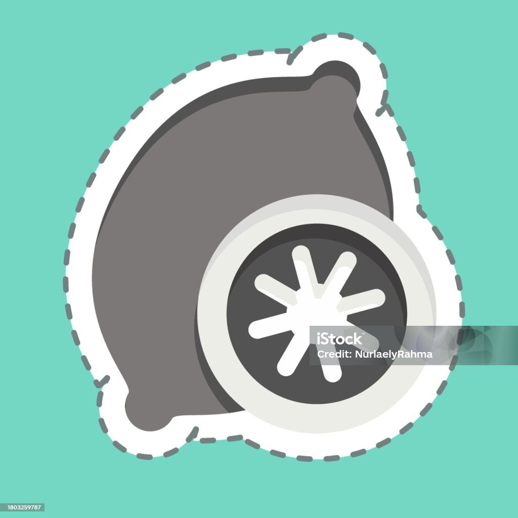 Sticker Lemon Vector Sticker Line Cut Lemon Related To Fruit And Vegetable Symbol Simple ...