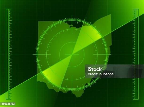 Zielony Ekran Radaru I Mapa Stanu Ohio - Stockowe grafiki wektorowe i więcej obrazów Czarny kolor - Czarny kolor, Czujność, Czynność