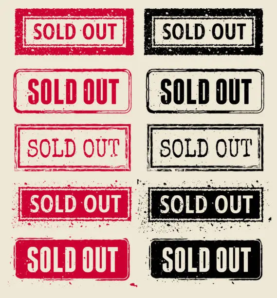 Vector illustration of Sold Out Vector Rubber Stamp Collection