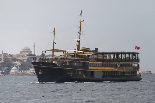 Bosporus,istanbul,Turkey.November 11,2023.istanbul Touristic sightseeing ferry on the Bosphorus.
