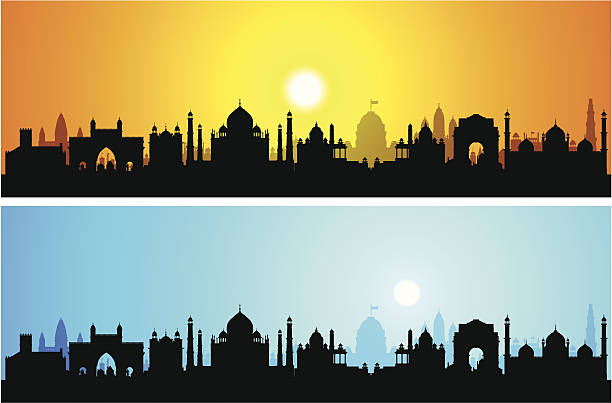 indien (jedes gebäude ist beweglich und komplett) - delhi new delhi panoramic india stock-grafiken, -clipart, -cartoons und -symbole