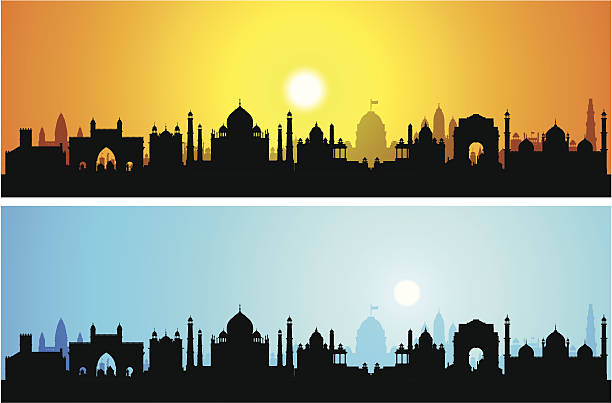 ilustrações de stock, clip art, desenhos animados e ícones de índia (cada edifício é ajustável e completa - taj mahal india gate palace