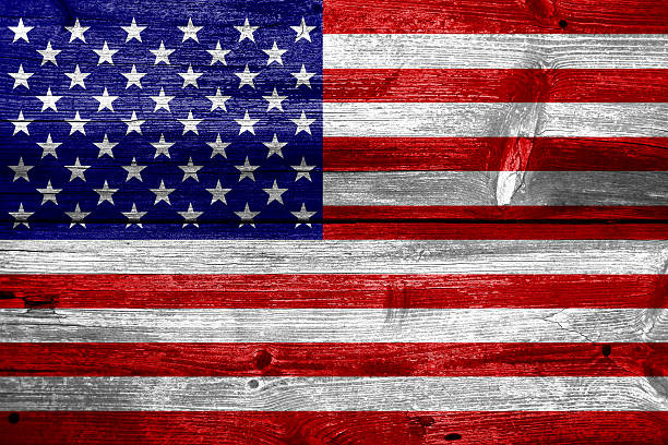 istock Wooden wall with USA Flag 180328637