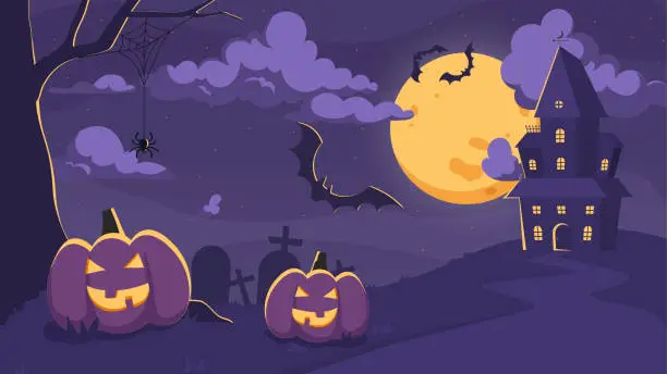 Vector illustration of Halloween background with castle vector