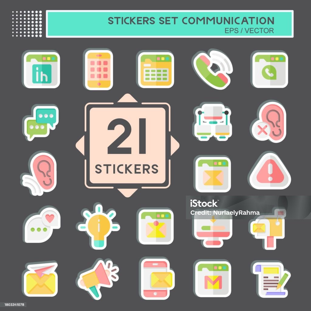 Communication Related Sticker Sticker Set Communication Related To Internet Symbol Simple Design ...