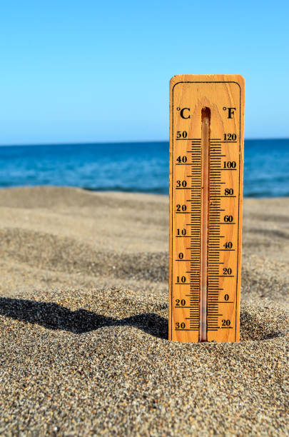 istock Thermometer on the Sand Beach 1803347753
