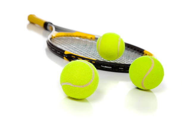 istock Tennis racket and balls on white 180338332