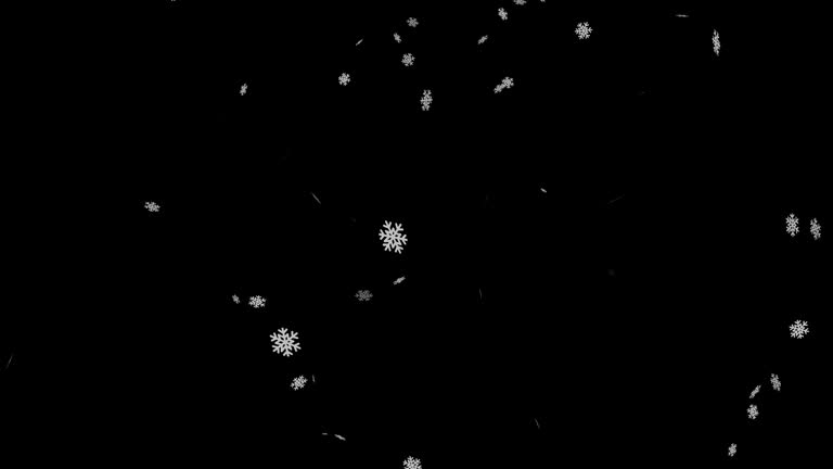 Festive Winter Snowflakes or Snowfall falling on black background overlay