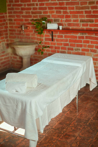 empty professional set up for massage at spa resort clinic for relaxing therapy