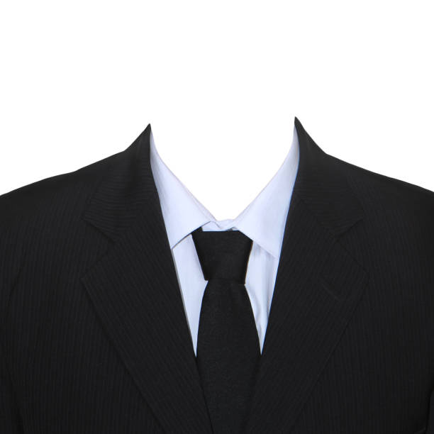 istock Black jacket, white shirt, black tie. No background. 1803414377