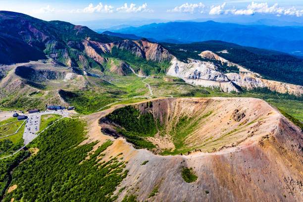 istock Volcano crater Mount Azuma from aerial view 1803415131