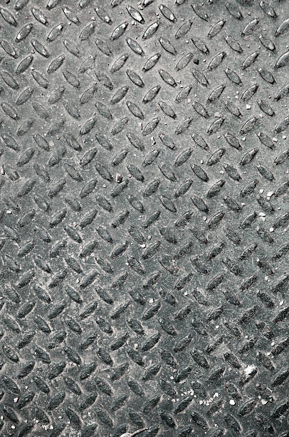 Real Arrugginito industriale battistrada sfondo piastra metallica in acciaio - foto stock
