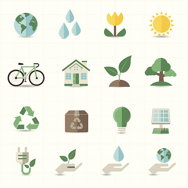 ilustrações de stock, clip art, desenhos animados e ícones de ícones de energia verde - pollution planet sphere nature