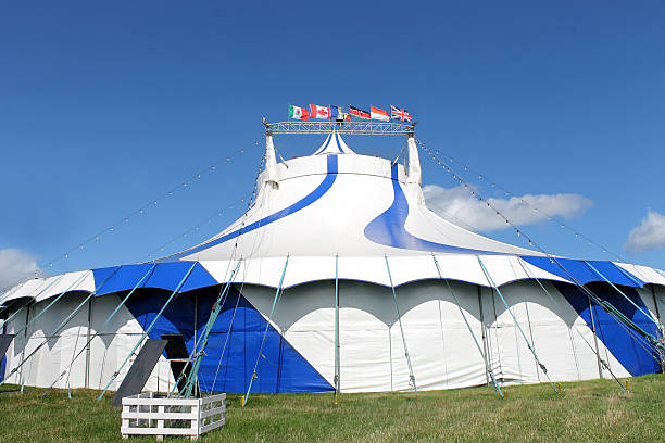 istock Blue and white big top tent 180344904