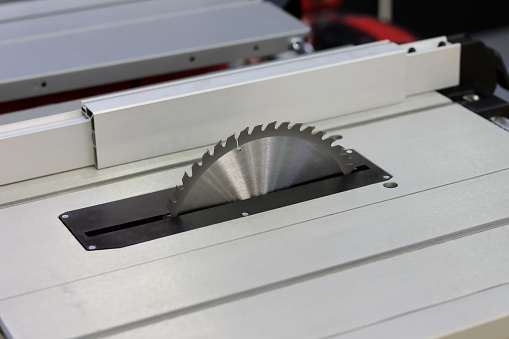 Close-up of a Man Sawing Thin Branch With Circular Saw.