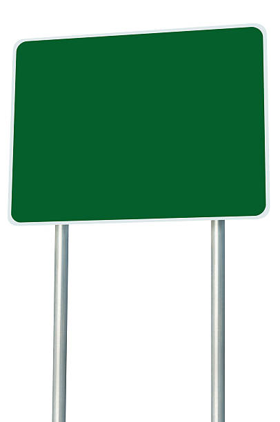 istock Blank Green Road Sign Isolated, Large Empty Perspective Copy Space 180346097