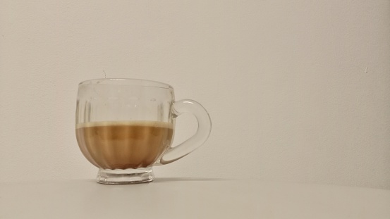 A Cup Of Milk Coffee  With White Background