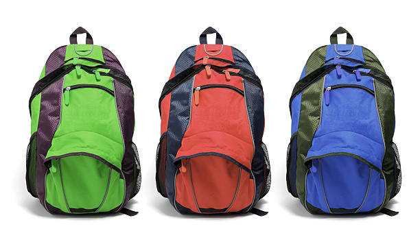 istock Set of full hiking backpacks on white background 180351570