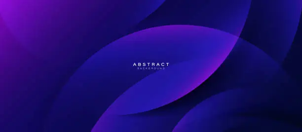 Vector illustration of Blue and purple abstract banner with simply circular geometric shapes background. Modern futuristic hi-technology concept. Vector illustration
