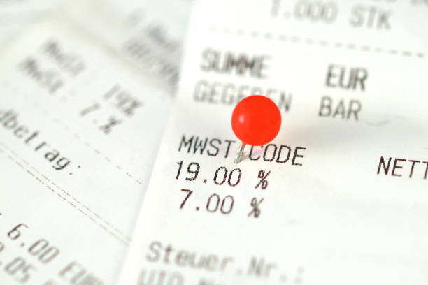 german cash sales receipts. financial Invoice with vat tax value. from of 2024, increase of the VAT rate to 19 percent in the catering industry (Mehrwertsteuersatz) in Deutschland Germany