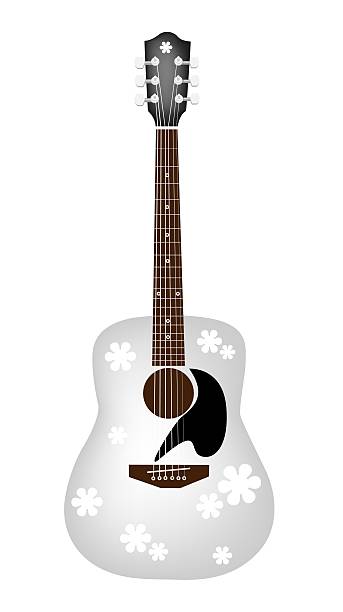 piękne kwiaty wzór na białym tle gitara akustyczna - tabulature stock illustrations