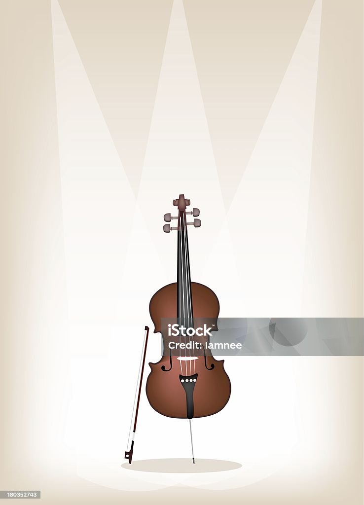Belle brune sur fond de scène violoncelle - Illustration de Accord - Écriture musicale libre de droits