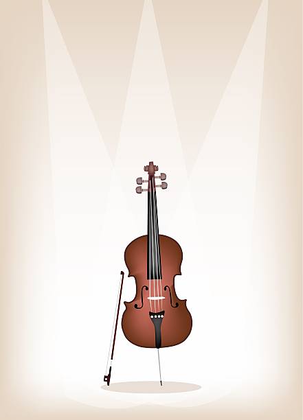 illustrations, cliparts, dessins animés et icônes de belle brune sur fond de scène violoncelle - tabulature