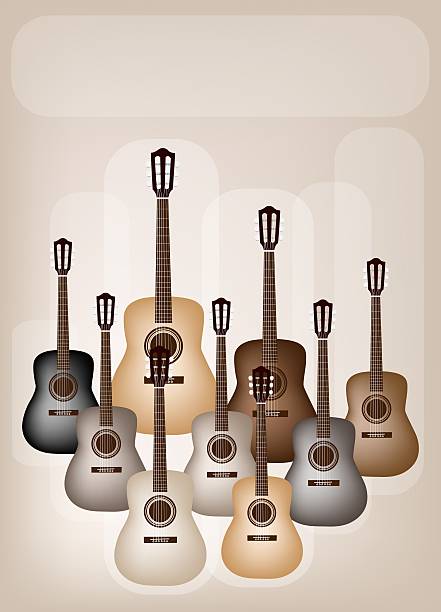 gitary na pięknym brązowym tle - tabulature stock illustrations