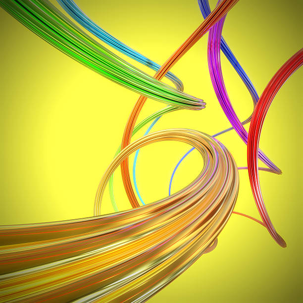 istock Abstract background with colorful wavy twisted ribbons. 180353027