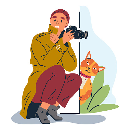 Spying, observing and sneaking. Vector illustration. Sneaking secret, hidden tales whispered in hushed tones Spying person, watchful eye cloaked in invisibility Making observation, craft of gathering