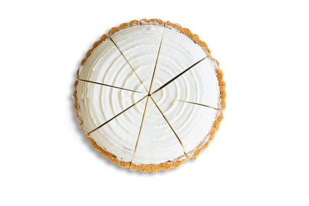 istock Homemade coconut pie on white isolated background with clipping paths. Plain sponge cake frosting with young coconut pudding sauce. Bakery concept for birthday cake or valentine dessert. 1803534262