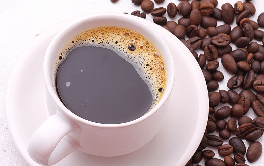 black coffee on a white background