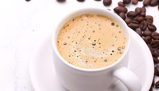 black coffee on a white background