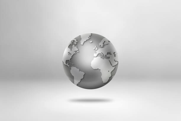 istock Metal world globe isolated on white background 1803546853