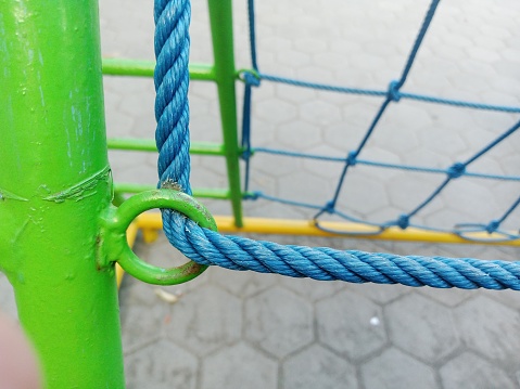Close up of colorful playground with blurred background on a sunny morning