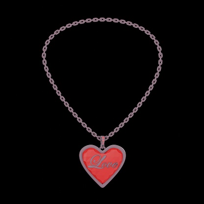 3D render heart-shaped necklace  Cute design It's a Valentine's Day anniversary gift. 3D jewelry concept.