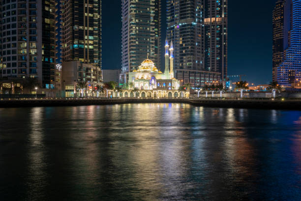 istock View Mohammed Bin Ahmed Al Mulla Mosque at night. Dubai Marina. 1803569056