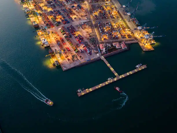 Night view of Tianjin Port